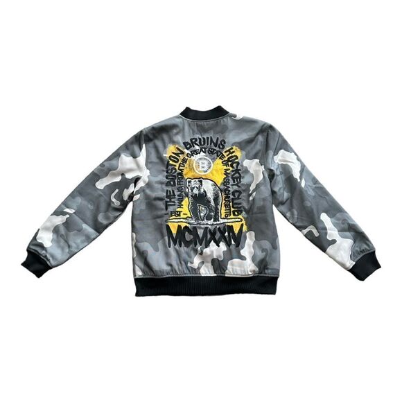 Boston Bruins The Wild Collective Camo Bomber Jacket Mens Small NWT $150 - Picture 2 of 5